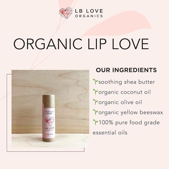 Plastic Free Lip Love | Jumbo Organic Lip Balm | Organic Beeswax and Plant Based | Zero Waste Natural Lip Balm (Vanilla Rose)-Velvo Beauty