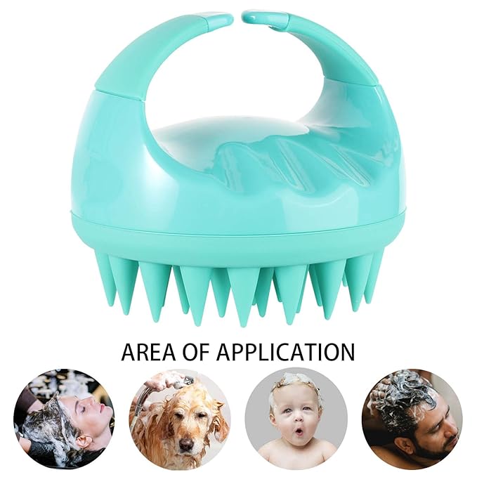 BTYMS Hair Shampoo Brush, Scalp Massager Silicone Scalp Scrubber Hair Washing Brush - Green-Velvo Beauty