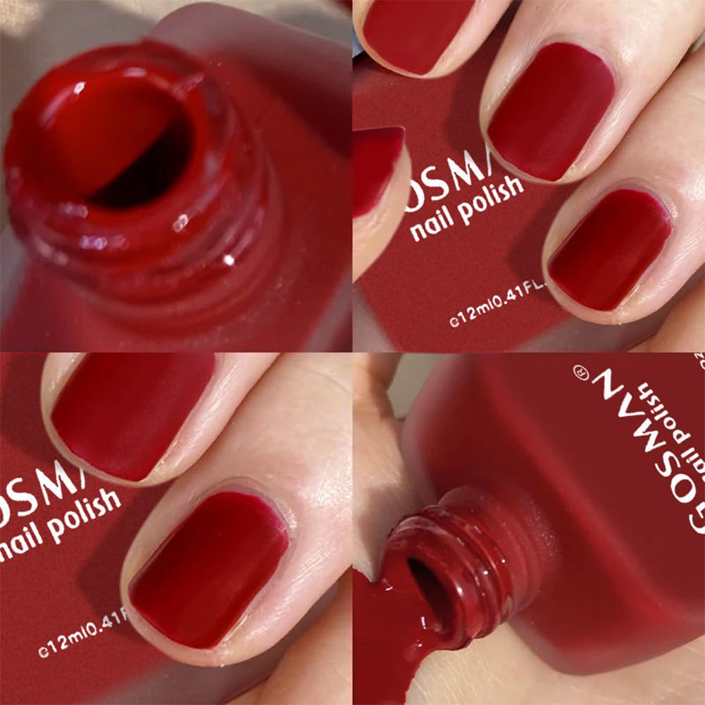COSMOO 12ml Red Matte Nail Polish, Quick Dry Nail Lacquer for Nail Art Varnish, Mist Effect Matte Finish Velvet Nail Polish, 0.41 fl oz (Red, 0.41 fl oz)-Velvo Beauty