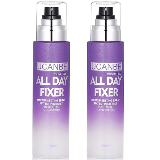 UCANBE Makeup Setting Spray - 2PC Set Matte Finishing Spray, Long Lasting Oil Control Make Up Spray, Lightweight Hydrate Face Mist for Face-Velvo Beauty
