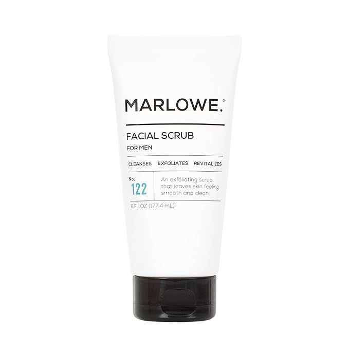 MARLOWE. No. 122 Facial Scrub 6 oz, Gentle Face Exfoliator with Apricot Seed Powder & Pumice, Cleanses & Smooths, Fresh Pine & Agarwood Scent-Velvo Beauty