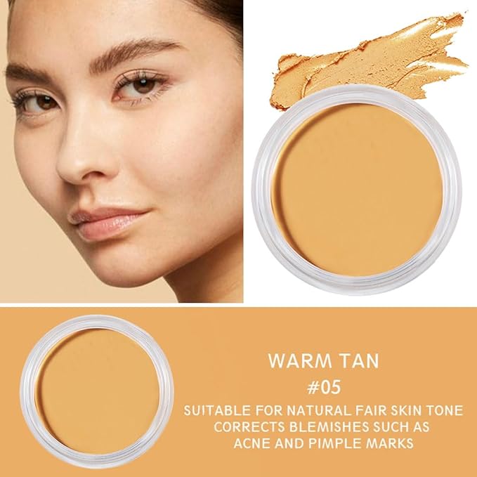 Kaely Cream Pot Concealer Full Coverage Set,Conceal Brighten Dark Circles,under Eye Brightener Color Correcting Concealer,Waterproof Foundation Palette with Brush,corrector de ojeras,Vegan Makeup,05-Velvo Beauty