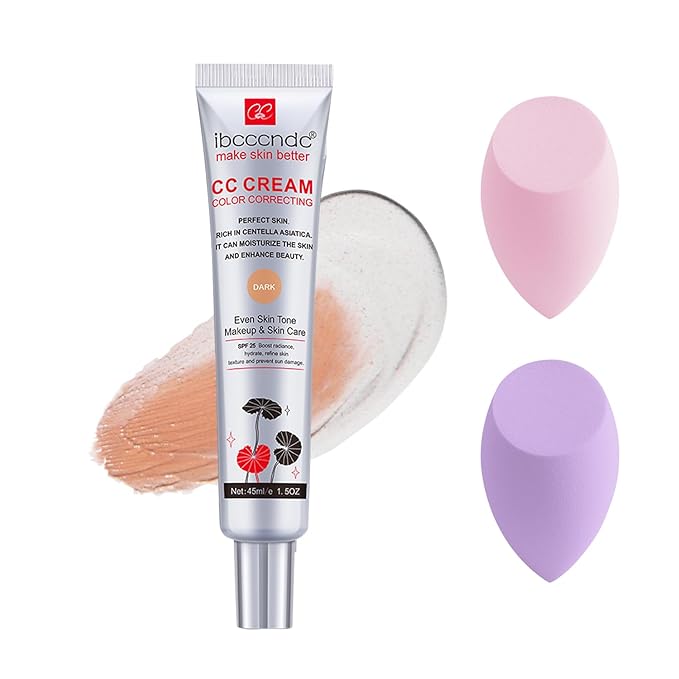 Color Correcting CC Cream,Invisible Pores Cream Foundation And Invisible Pores Concealer,CC Cream Foundation Rich In Centella Asiatic, Moisturizing And Waterproof CC Cream With Spf 25 (DARK)-Velvo Beauty