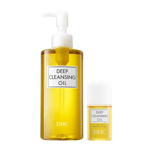 DHC Deep Cleansing Oil and Travel Size, Facial Cleansing Oil, Makeup Remover, Cleanses without Clogging Pores, Residue-Free, Fragrance and Colorant Free, For All Skin Types, 6.7 oz and 1 oz-Velvo Beauty
