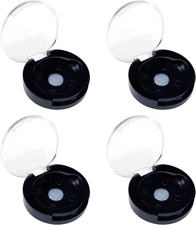 4 Pack Empty Eyeshadow Holder Case Round Magnetic Makeup Eyeshadow Lipstick Palette Container For Travel Sample DIY - Black-Velvo Beauty