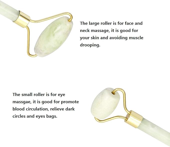 mookaitedecor Xiuyan Jade Roller & Rose Quartz Gua Sha Scraping Massage Tool Set, Face Massager for Wrinkles, Anti Aging-Velvo Beauty