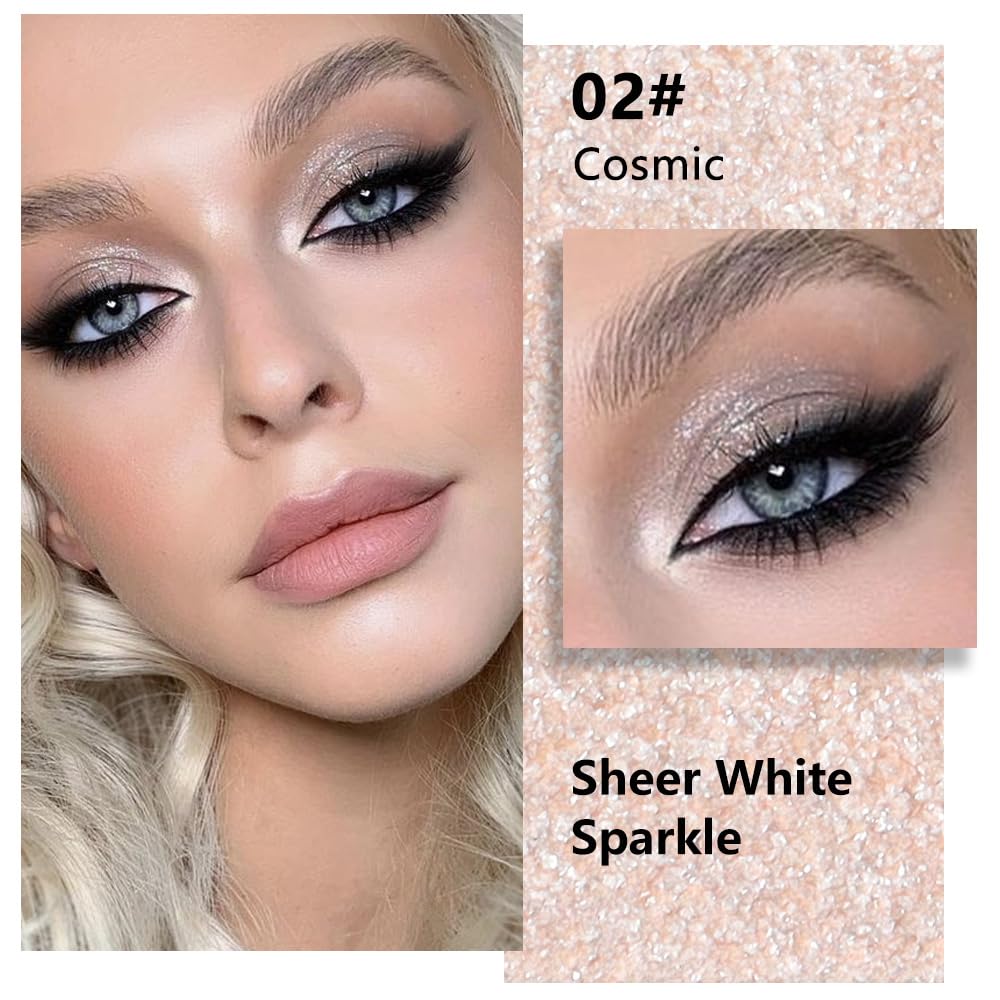 Glittler Single Eye Shadow Palette Makeup, Sheer White Sparkle Shimmer Monochrome Eyeshadow For Old Women, Pigmented Waterproof Sombras Para Ojos, Vegan, Talc, Paraben & Cruelty Free, 02-Velvo Beauty