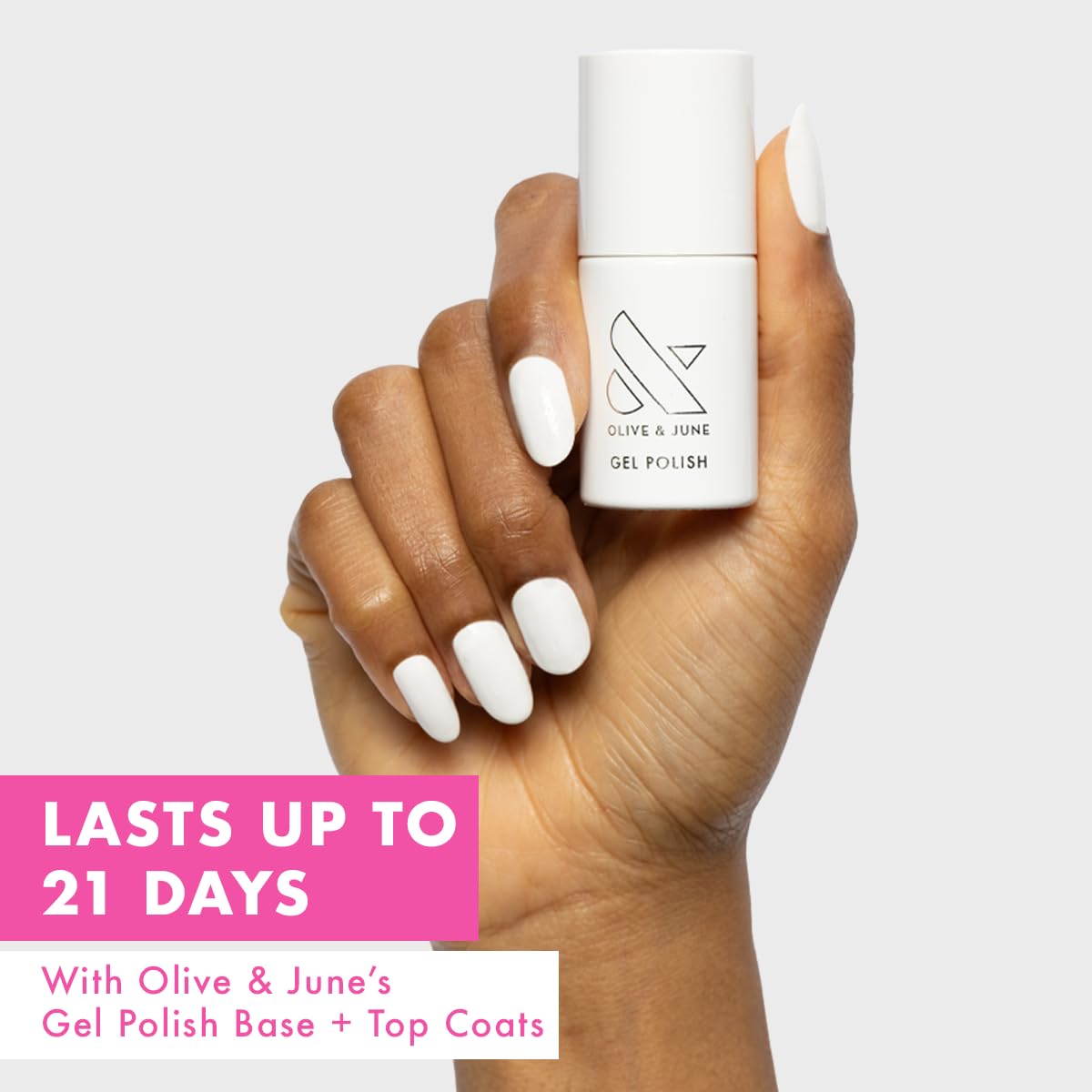 Olive & June Gel Polish | UV LED Nail Lamp Needed | Long Lasting Formula | Up to 21 Days of Wear | Damage-Free Removal | Salon-Quality Manicure, Pedicure at Home | HD | Crisp White-Velvo Beauty