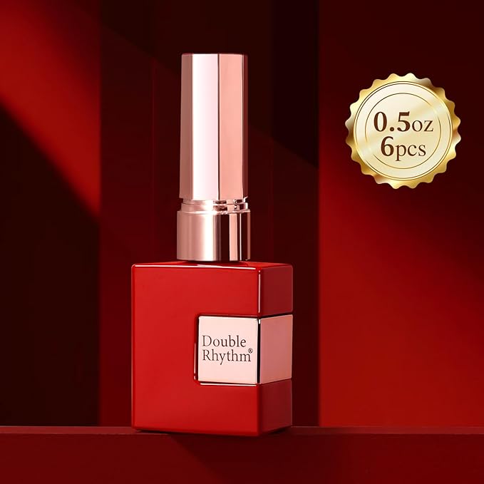 Double Rhythm 6 Pcs 15 ML Gel Polish Set Same Color Same Bottle Soak Off Gel Polish Kit Nail Art Manicure Salon DIY at Home for Women (Glitter Burgundy Dark Cherry Red Maroon-T6-7)-Velvo Beauty