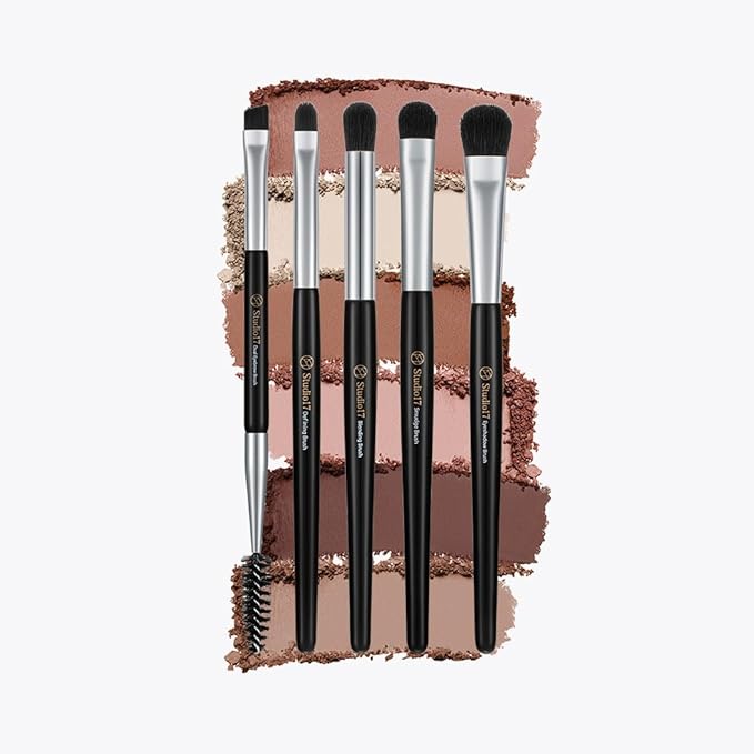 Eye Makeup Brush Set 5 Pcs | Small & Portable Eye Shadow Brushes | Korean Eye Makeup Brushes | Premium Synthetic Bristles for Professionals-Velvo Beauty