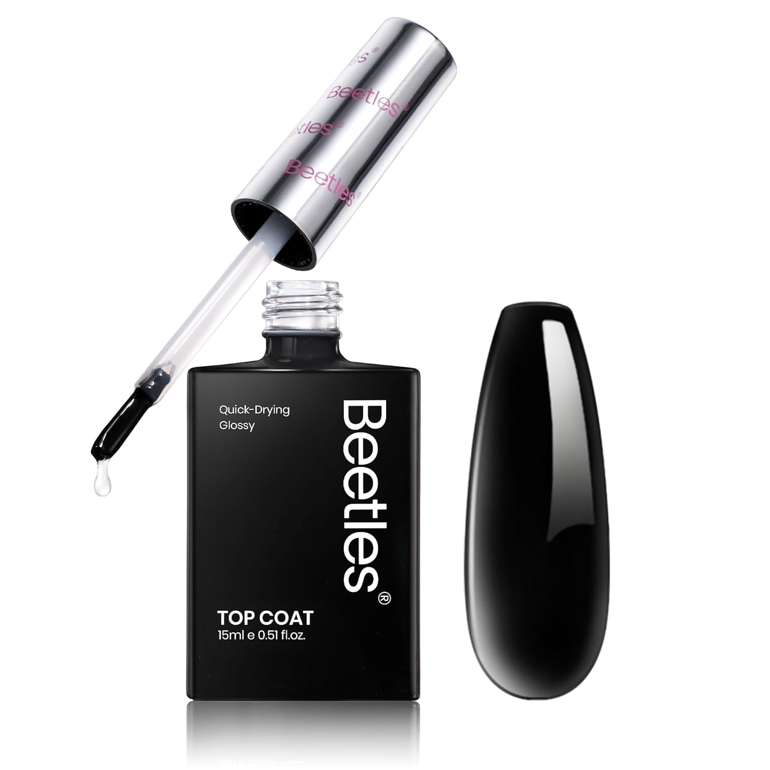 Beetles Top Coat Nail Polish, 15ml Clear Nail Polish Quick Dry, High Gloss Shine Finish and Long Lasting Nail Protector Nail Art Design Diy Gifts for Women-Velvo Beauty