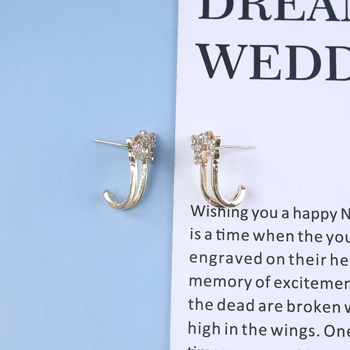 Vintage Crystal Butterfly Claw Earrings Rhinestone Claw Stud Earrings Sparkly Cz Butterfly Earrings Gold Butterfly Illusion Earrings Jewelry for Women-Velvo Beauty