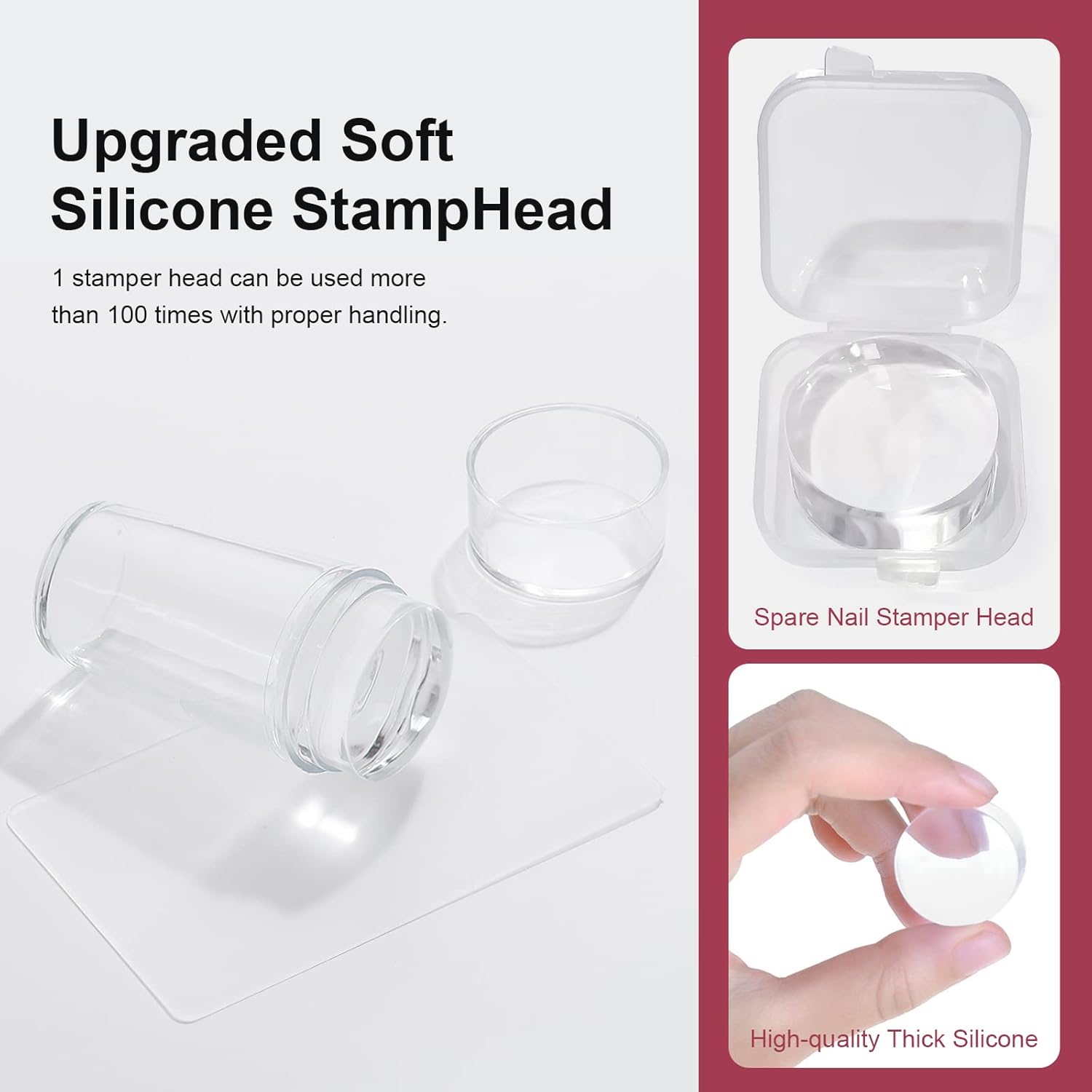 Nail Art Stamper Clear Silicone Nails Stamping Jelly with Scraper Transparent Visible Body DIY Manicure Nail Art Tool C-Velvo Beauty