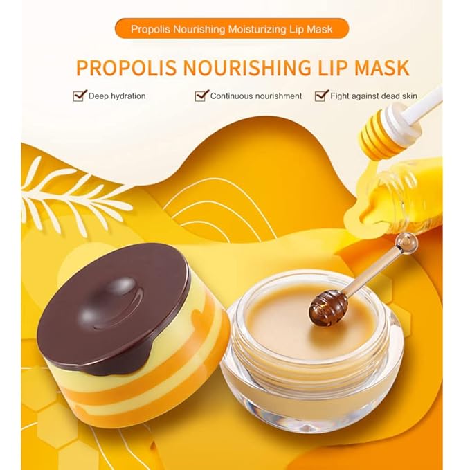 4Pcs Bee Lip Balm Honey Pot,Honey Lip Mask Hydrating Prevention Dry and Cracked Lip Scrubs Exfoliator,lip balm hydrating Bee Lip Mask Balm,Lip Sleep Mask Reduces Lip Lines-Velvo Beauty
