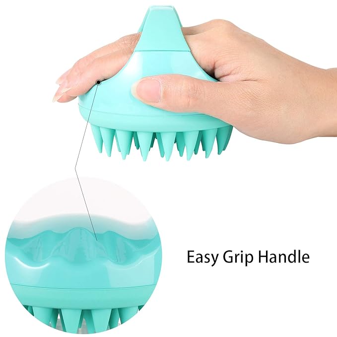 BTYMS Hair Shampoo Brush, Scalp Massager Silicone Scalp Scrubber Hair Washing Brush - Green-Velvo Beauty