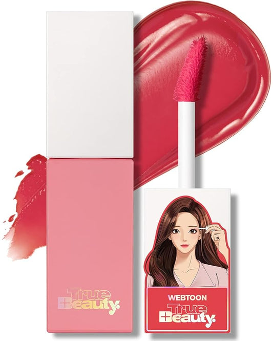 AMTS Webtoon True Beauty - 01 Some Love | Pink Lip Tint Stain | High Pigment Liquid Waterful Shine Non-Sticky Long-Wearing Long-Lasting | True Beauty Cute Pink Makeup-Velvo Beauty