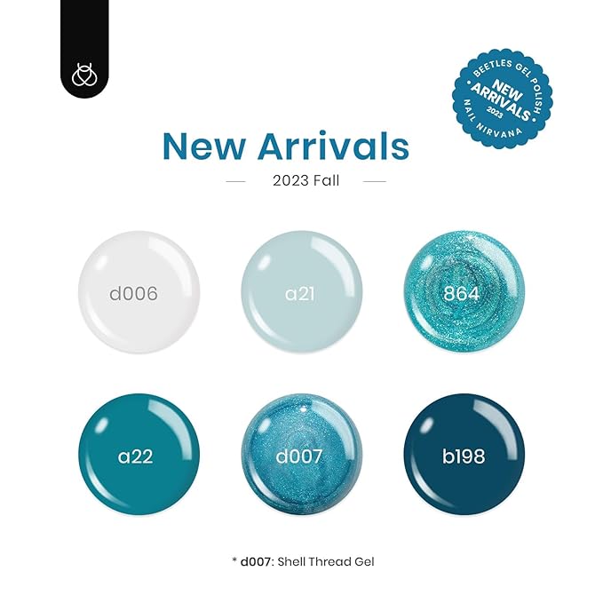 Beetles Blue Gel Nail Polish Set, 6 Colors Glitter Pearl Gel Polish Mermaid Treasures Nail Art Design Soak off Uv Led Nail Lamp-Velvo Beauty