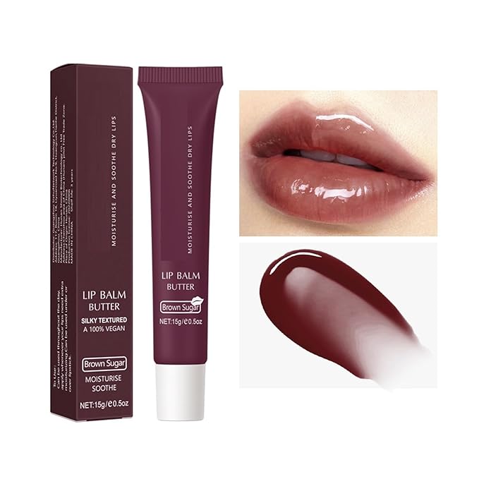 6 Color Hydrating Lip Butter Balm, Moisturizing Lip Repair, Lightweight Nourished Lip Glossy Christmas for Women (03 Brown Sugar)-Velvo Beauty