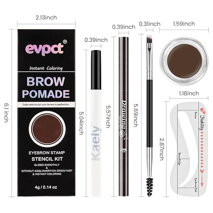 evpct Eyebrow Stencils Kit for Women Shaping, Eyebrow Shaper Makeup Kit, Eye Brow Stencil Shaper Tinting kits for Women, with Eyeliner, Eyebrows Pencil, Pomade, Brush and 10 Stencils, 05# SOFT BROWN-Velvo Beauty