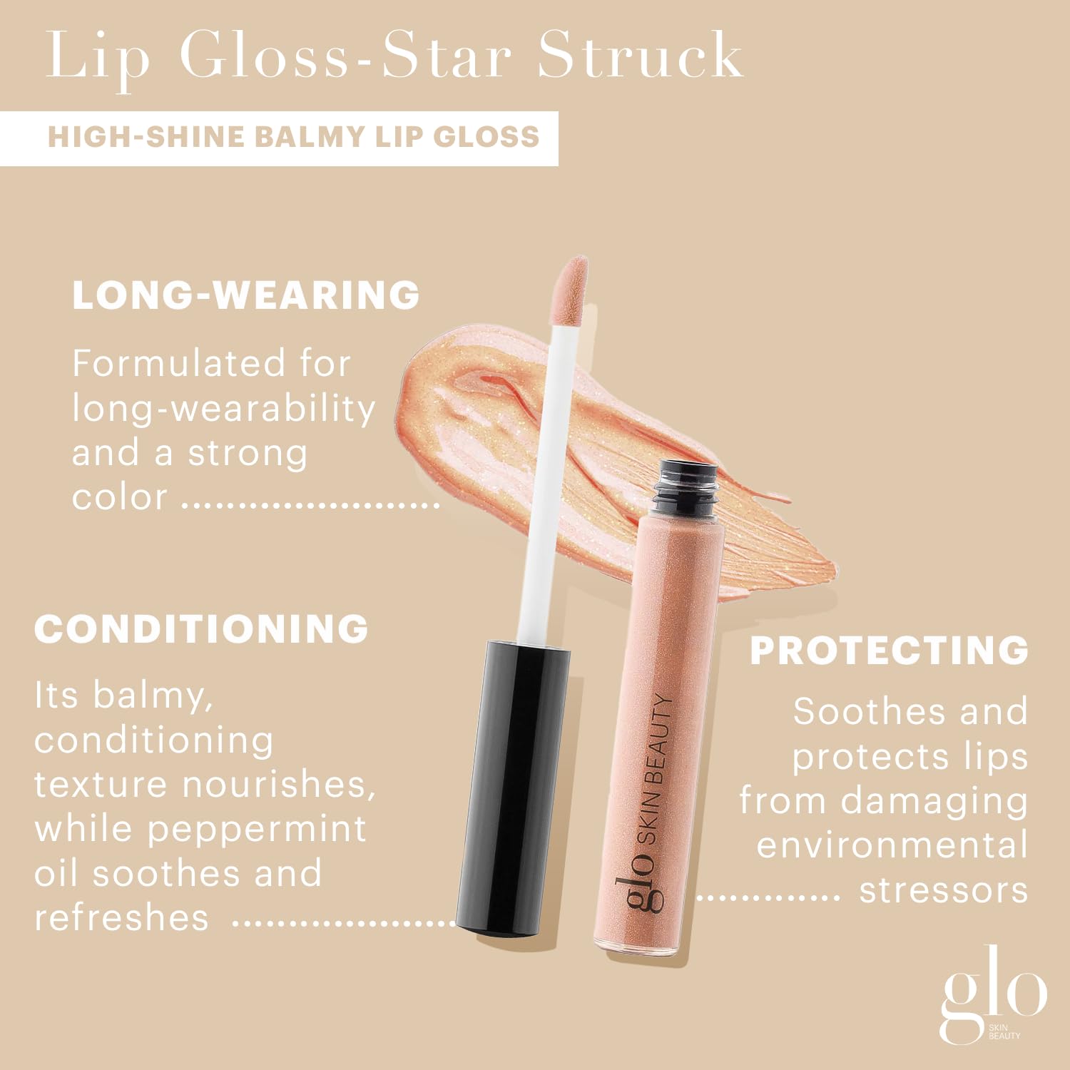 Glo Skin Beauty Lip Gloss in Star Struck - Sheer Brilliant Gold Shimmer - 20 Shades - Non-Sticky - Cruelty Free-Velvo Beauty