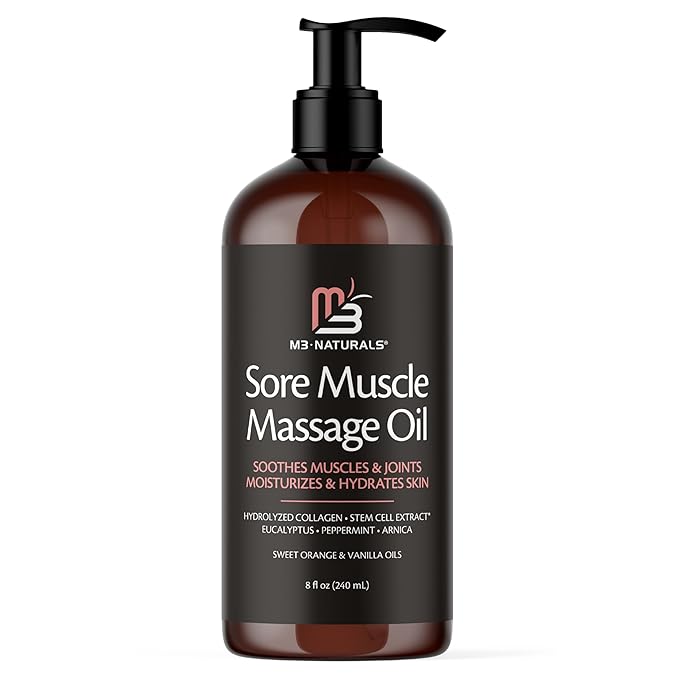 M3 Naturals Arnica Sore Muscle Massage Oil with Collagen, Stem Cells, and Menthol, Anti-Cellulite Therapy for Full Body, Fast-Absorbing Multipurpose Treatment-Velvo Beauty