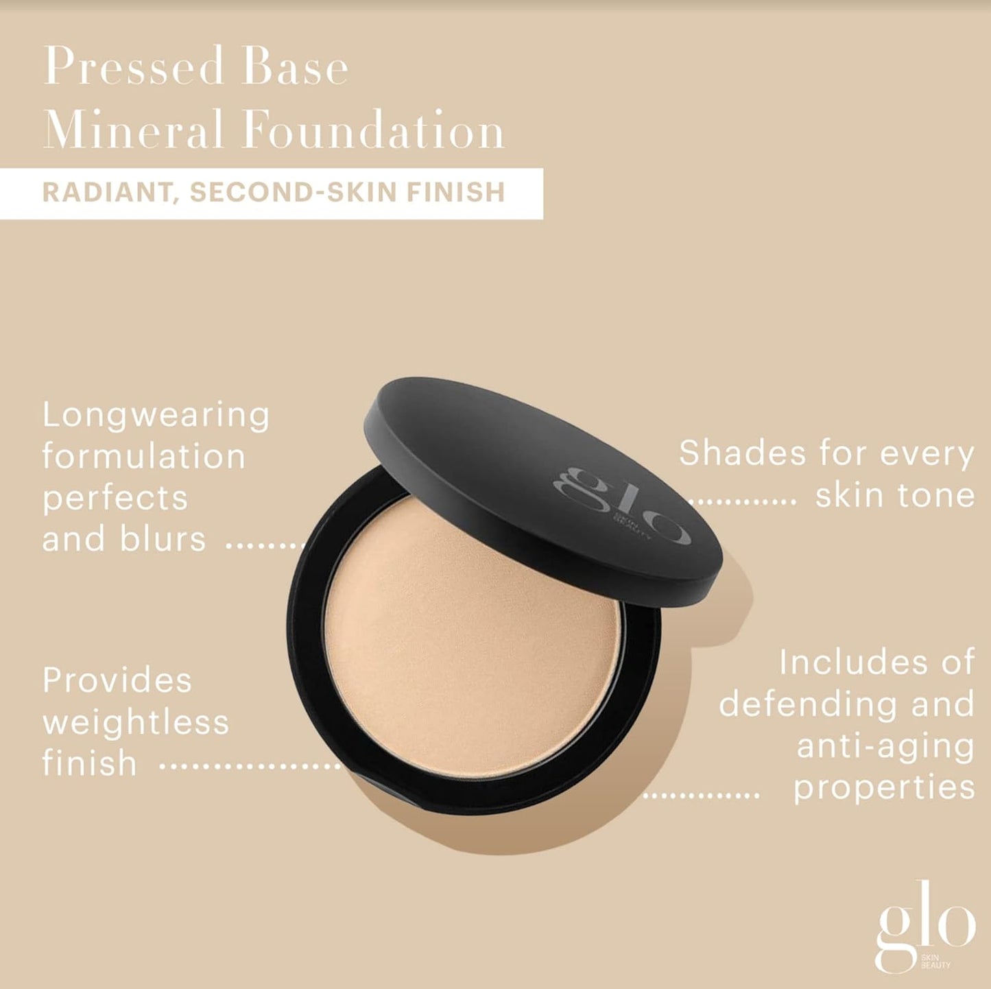 Glo Skin Beauty Pressed Base Powder Foundation Makeup (Golden Medium) - Flawless Coverage for a Radiant Natural, Second-Skin Finish-Velvo Beauty