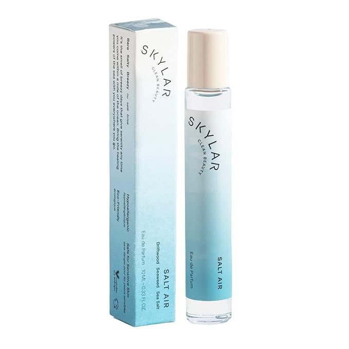 Skylar Salt Air Eau de Parfum - Hypoallergenic & Clean Perfume for Women & Men, Vegan & Safe for Sensitive Skin - Fresh Perfume with Notes of Driftwood, Sea Salt & Seaweed - 10mL /0.33 Fl oz-Velvo Beauty