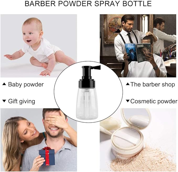 Barber Powder Bottle Spray - for Applying Talc and Powder - Empty Powder Travel Cosmetics Blower, Refillable Hair Fiber Applicator for Hair Salon, Home, Beauty-Velvo Beauty