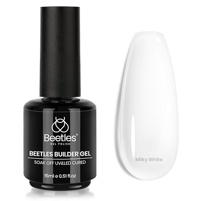 Beetles Milky White Builder Gel for Nails 7 in 1 Strengthener Gel for Nail Extension Building Nail Apex DIY at Home Beauty Gift Sets for Women,Base Coat Need-Velvo Beauty