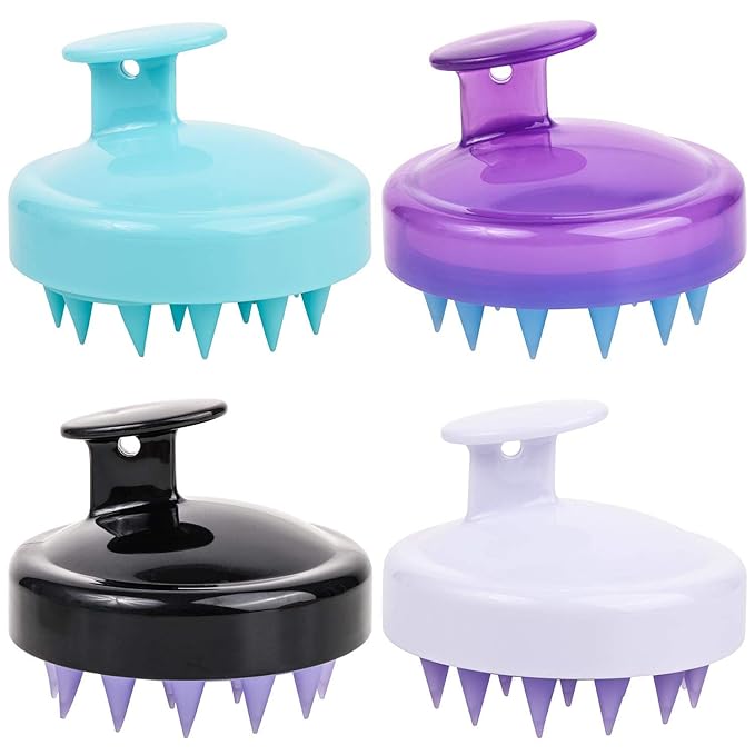 4 Pcs Hair Shampoo Brush Scalp Massager Silicone Scalp Scrubber air Washing Tool for Shower-Velvo Beauty