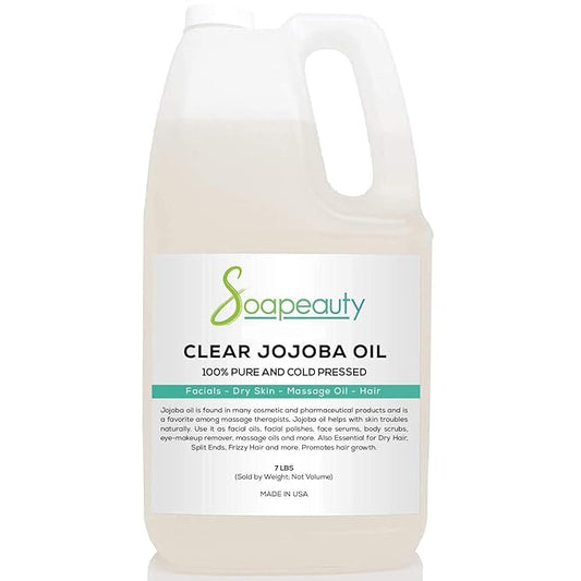 Soapeauty Clear Jojoba Oil | 100% Pure & Natural | Refined, Cold Pressed, Hexane Free | Moisturizing Oil for Skin, Face, Hair & Nails | 7 Pound-Velvo Beauty