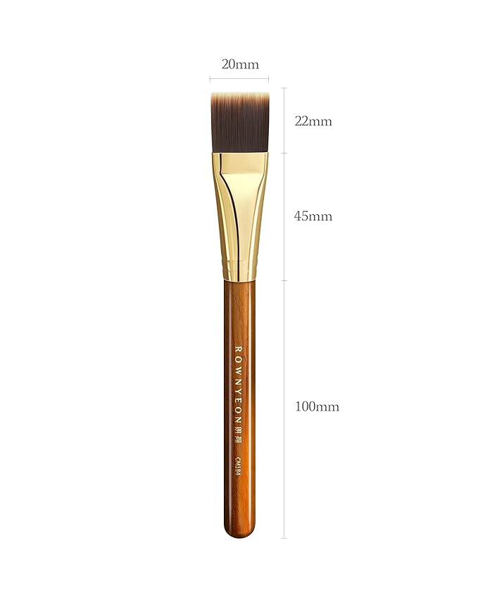 Desert Oak Series Flat Top Foundation Brush - 20mm Ultra-Thin Nylon Bristles for Streak-Free Liquid Foundation, Smooth Buffing & Full Coverage, Bubinga Handle & Brass Ferrule (CM 184)-Velvo Beauty