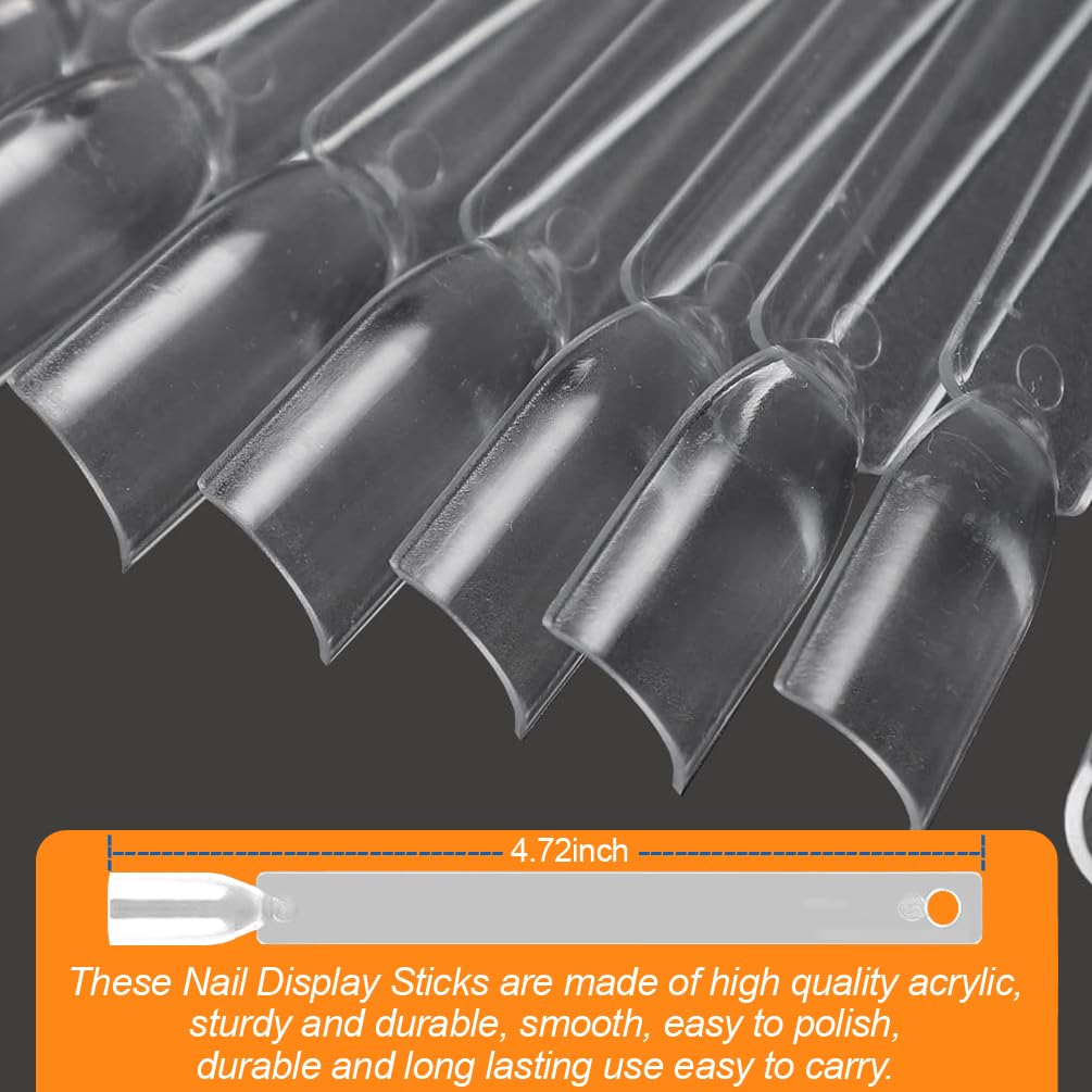 JASSINS 50 Pcs Nail Swatch Sticks with Ring and Numbered Tips - Clear Fan-shaped Display for Nail Art Polish Practice-Velvo Beauty