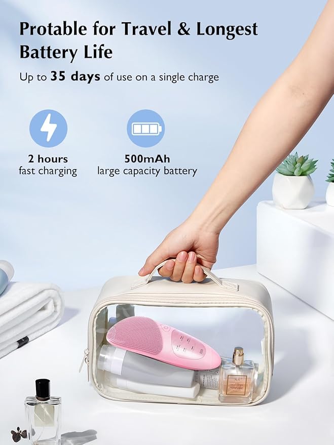 COSLUS Facial Cleansing Brush Silicone Face Scrubber: Waterproof Rechargeable Face Wash Brush, 4 Cleansing Modes, Electric Face Exfoliator for Men Women Cleaning, Exfoliating, Massaging-Velvo Beauty