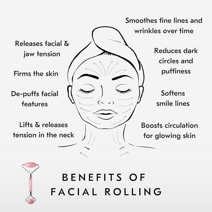 Mount Lai De-Puffing Rose Quartz Facial Roller – The Stone of Love, Certified Rose Quartz Face Roller for Anti-Aging, Soothing & Radiant Skin, Facial Massager Tool for Self-Care Ritual-Velvo Beauty