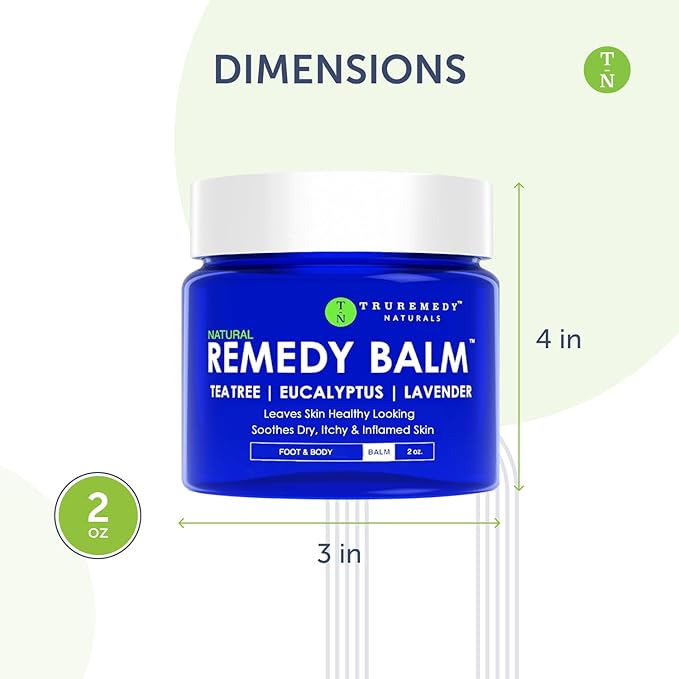 Truremedy Naturals Remedy Balm with Tea Tree Oil, 2 oz - Soothing Moisturizer for Rough Areas - Nourishing Foot and Body Balm with Tea Tree, Lavender, and Eucalyptus-Velvo Beauty