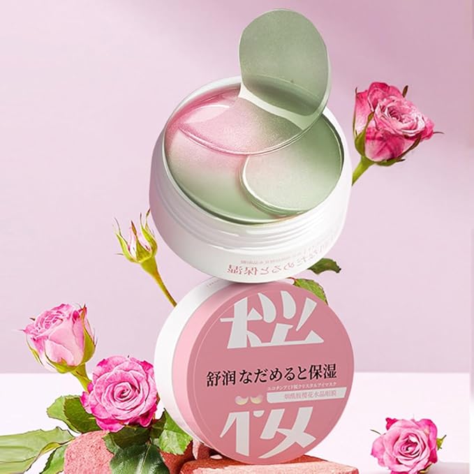 Under Eye Patches for Dark Circles, 30 Pairs Retinol Collagen Eye Gels Mask, Eye Patches for Dark Circles and Puffiness, Anti Aging Moisturizer For Women Gift, Crystal Cherry Blossom Color Eye Masks-Velvo Beauty