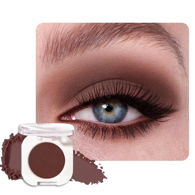 Dark Brown Single Matte Eyeshadow Makeup, Neutral Powde Eye Shadow for Older Women, Coffee Mocha Cocoa Chocolate Brown Matte Singles Eyeshadow Palette Pigmented Waterproof,Girls Eyeshadows Gift-Velvo Beauty