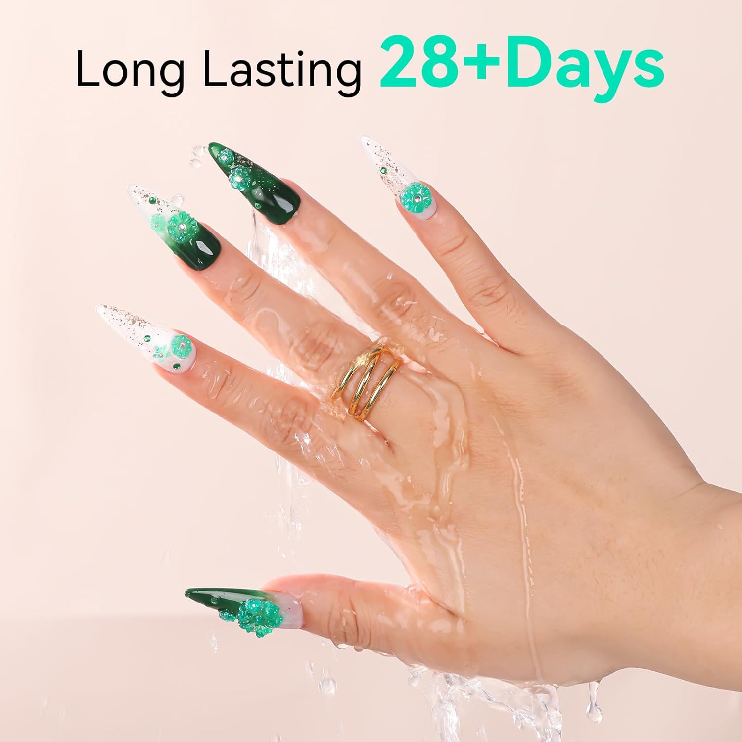 Makartt 3D Gel Nail Art- 3D Nail Gel Sculpting Gel for Nail Designs 15ml 3 in 1 No Wipe Polish for Drawing Carving Nails Molding Gels for Nail Decoration Charms- Tinsel Green-Velvo Beauty