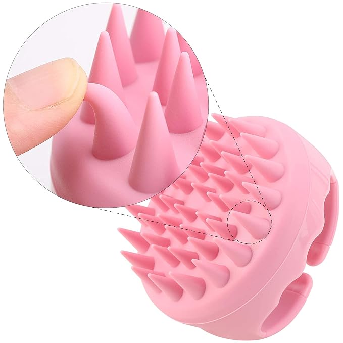 BTYMS Silicone Hair Scalp Shampoo Brush Scalp Massager Exfoliating Hair Cleaning Brush Head Scrubber for Shower - Pink-Velvo Beauty