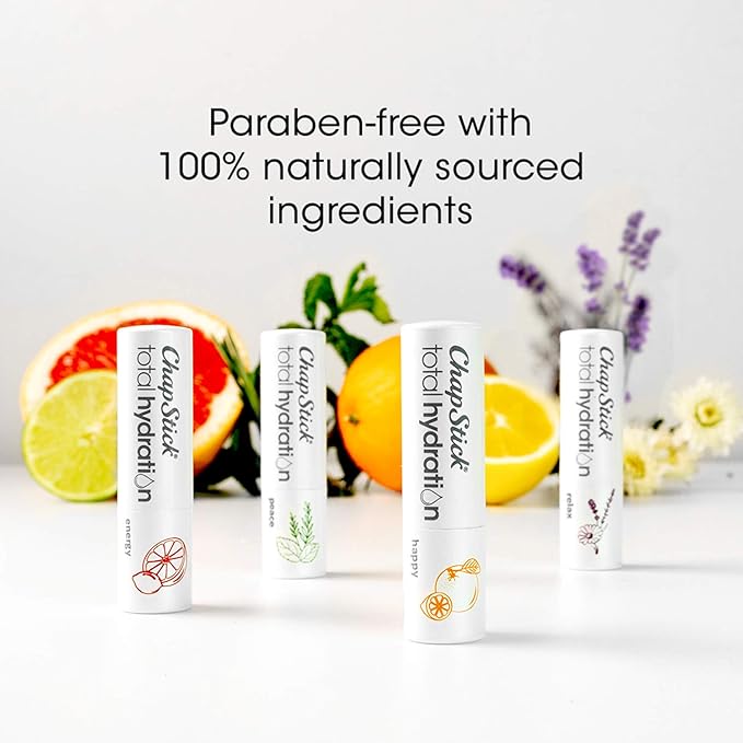 ChapStick Total Hydration Essential Oils Peace Lip Balm, Rosemary + Peppermint Lip Balm Tube, Lip Care - 0.12 Oz-Velvo Beauty