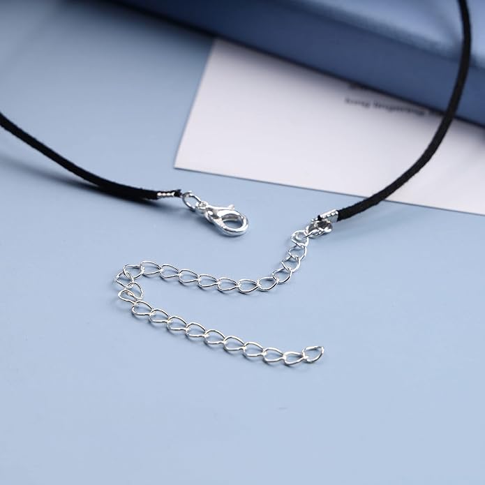 Boho Leather Choker Necklace Thin Black Suede Velvet Necklace Chain Vintage Minimalist Beaded Necklace 90s Chain Jewelry for Women Gifts-Velvo Beauty