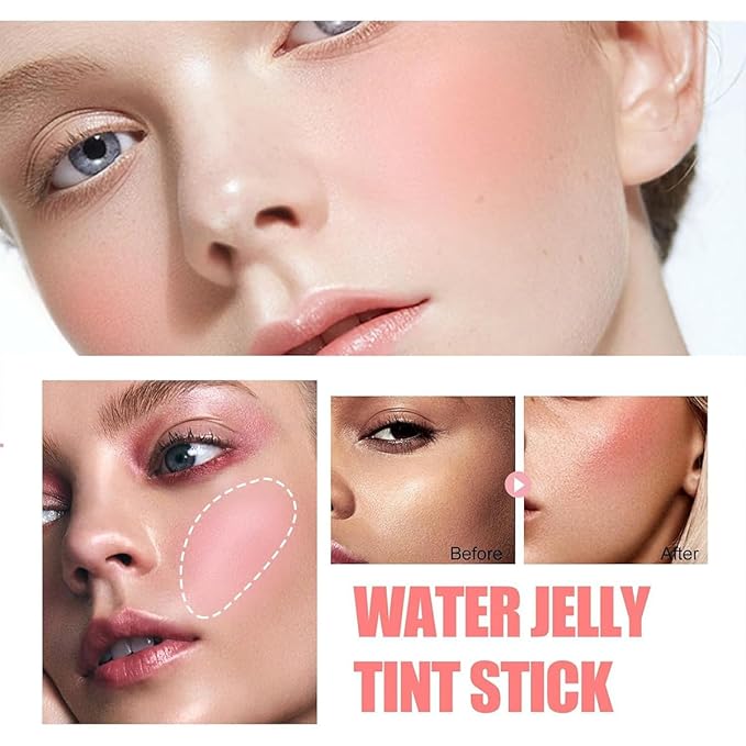 Milk Cooling Water Jelly Tint Blush Stick Face Makeup, Sheer Lip & Cheek Stain, Buildable Watercolor Finish,Vegan, Cruelty Free - 0.18 fl oz (CORAL)-Velvo Beauty