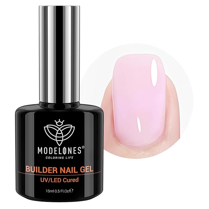 modelones Builder Nail Gel, 8-in-One Baby Pink Builder, Pastel Pink Rubber Base Gel Polish, LED Lamp Cured Color Base Hardener Apex Building Strengthener Extension for DIY Salon Girls Home-Velvo Beauty
