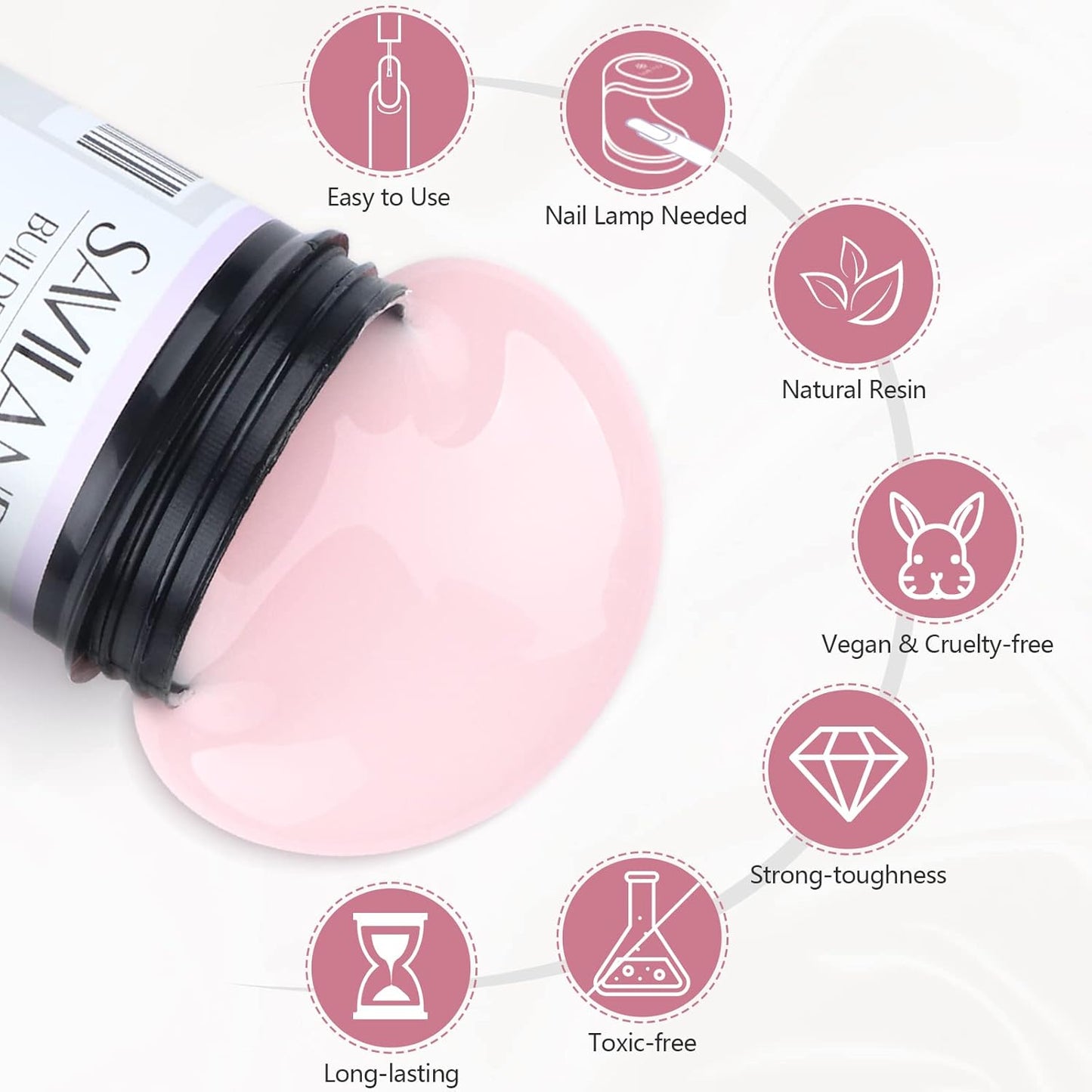 SAVILAND 100 G Builder Nail Gel - 3.5 oz Light Pink Hard Gel for Extension Nail Art Manicure Starter for Professional Nails Salon Home DIY-Velvo Beauty