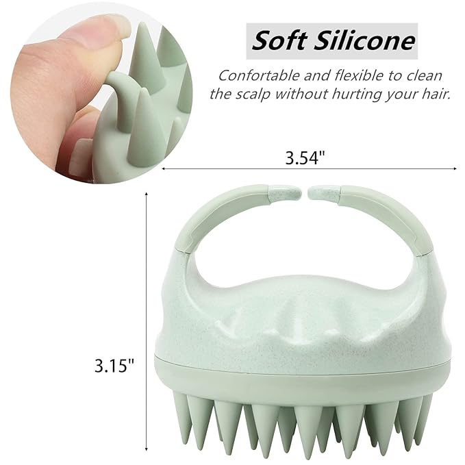 Hair Scalp Massager Shampoo Brush Silicone Scalp Scrubber Head Scrubber Exfoliating Brush - Green-Velvo Beauty