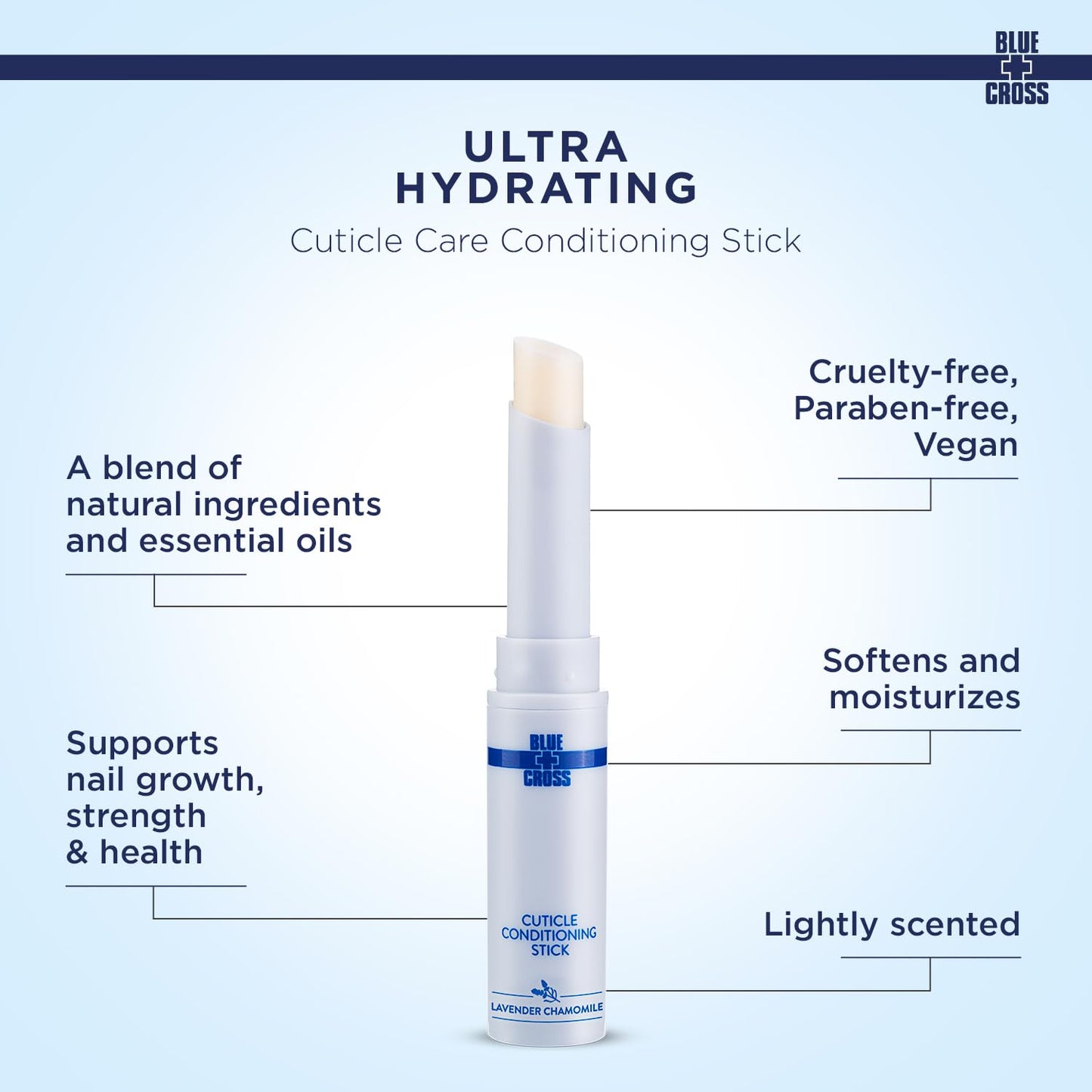 Blue Cross Cuticle Balm Conditioning Stick, Scented Cuticle Softener Oil Balm, Nourishing Sunflower & Grape Seed Oil, Professional Nail Care Supports Dry + Damaged Cuticles, 0.05oz, Lavender Chamomile-Velvo Beauty