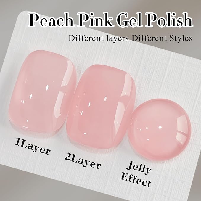 Double Rhythm 0.50 OZ Translucent Gel Polish Same Color Same Bottle Sheer Pastel Neutral Natural Milky 15 ML Jelly UV Nail Art DIY at Home (Jelly Rose Pink-A1380)-Velvo Beauty