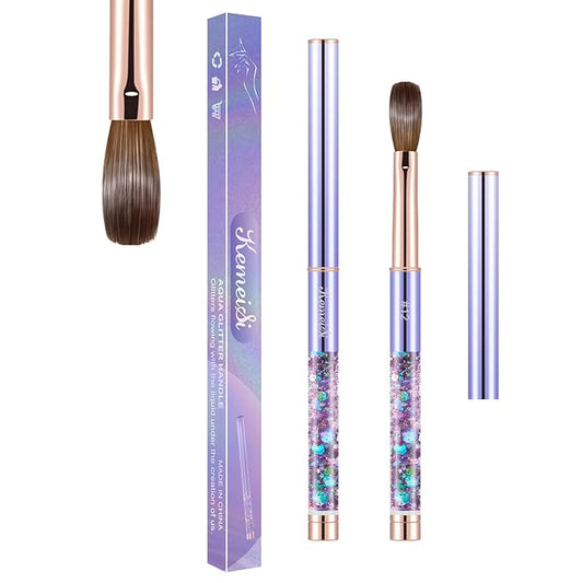 Acrylic Nail Brush Size #12, KEMEISI 100% Pure Kolinsky Nail Art Brushes Sturdy Handle Oval Shaped Acrylic Powder Nail Design Tools for Professional Manicure DIY Home Salon (Purple)-Velvo Beauty