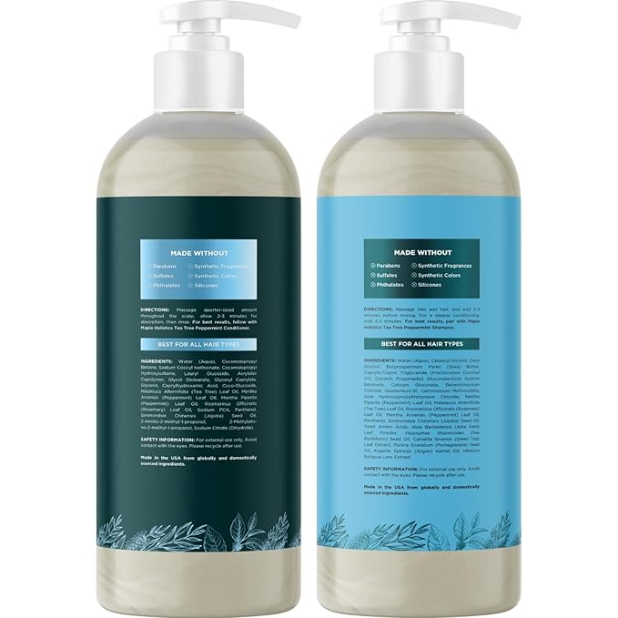Tea Tree Mint Shampoo and Conditioner - Tea Tree Rosemary Mint Shampoo and Conditioner Set Sulfate Free for Daily Clarifying and Dry Scalp Care - Paraben and Sulfate Free Shampoo and Conditioner 16oz-Velvo Beauty